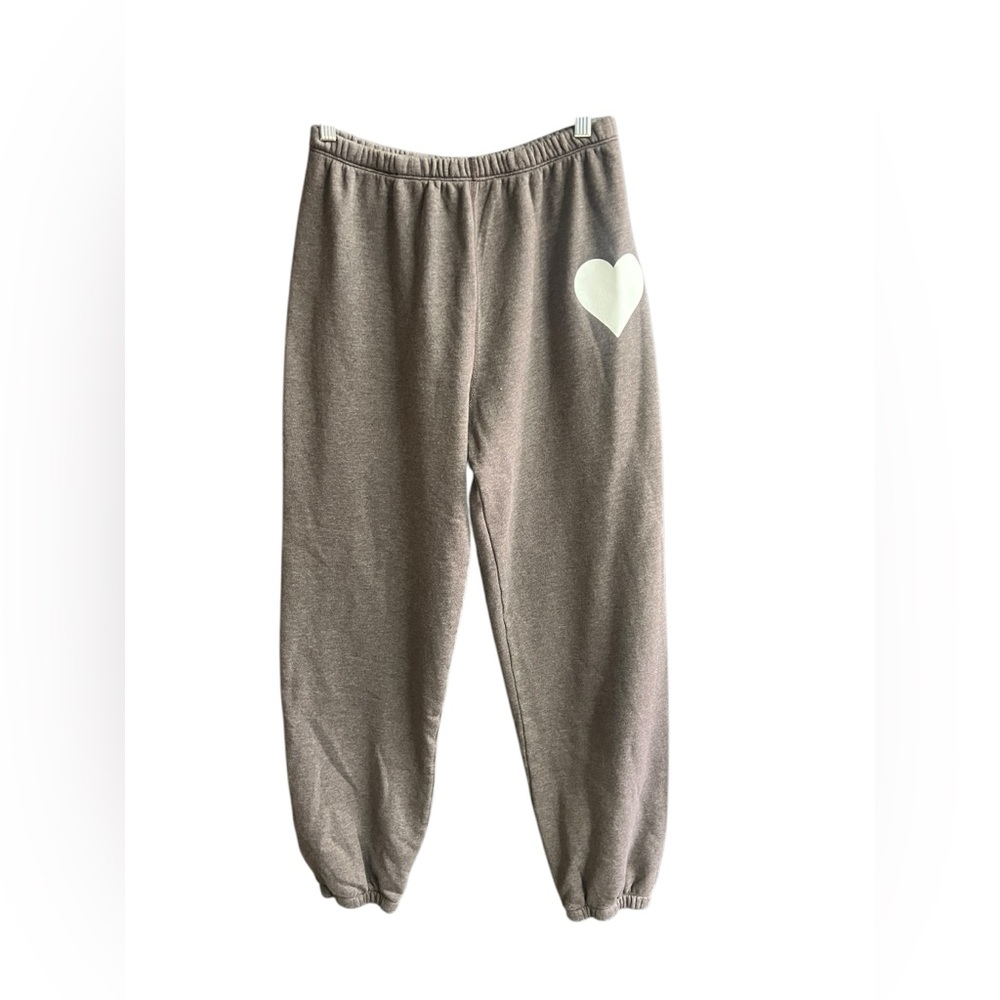 SPRWMN S greige and white heart sweatpants